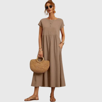 Nora™ | Short Sleeve Midi Dress