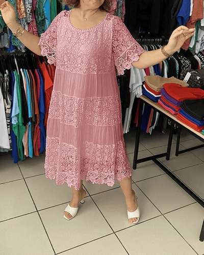 Helen™ | Lace Panel Midi Dress