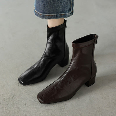 MINIMALIST BLOCK-HEEL ANKLE BOOTS