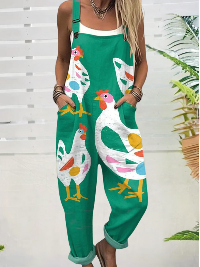 Women's Jumpsuit - Vintage Floral Design for Effortless Style & Comfort