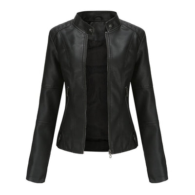Isabella – Women’s Leather Jacket with Mandarin Collar