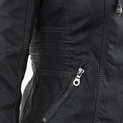 Stylish Hooded Leather Jacket