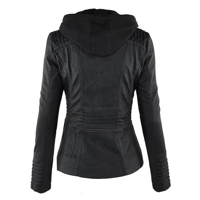 Stylish Hooded Leather Jacket