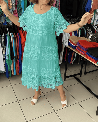 Helen™ | Lace Panel Midi Dress