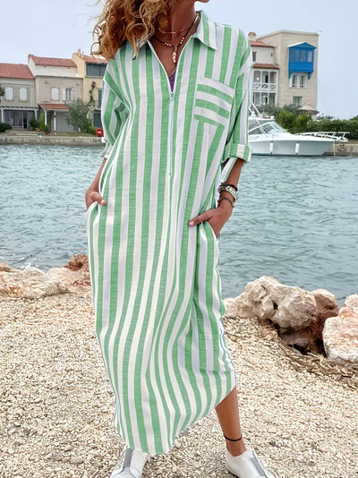 Danica™ | Striped Button-Down Shirt Dress