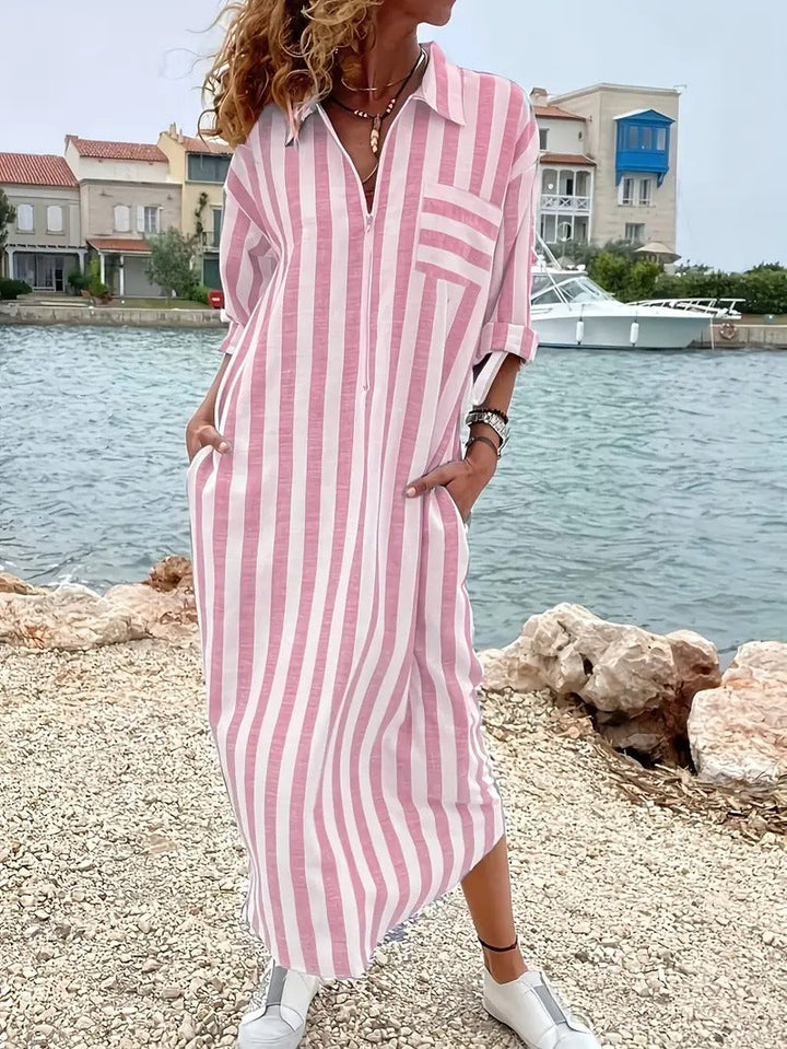 Danica™ | Striped Button-Down Shirt Dress