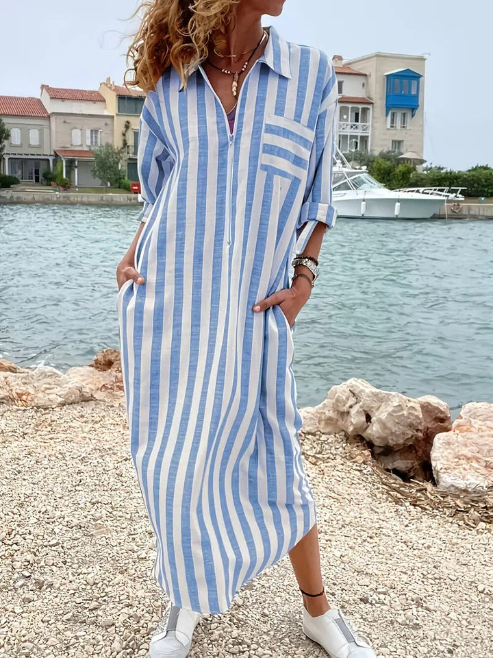 Danica™ | Striped Button-Down Shirt Dress
